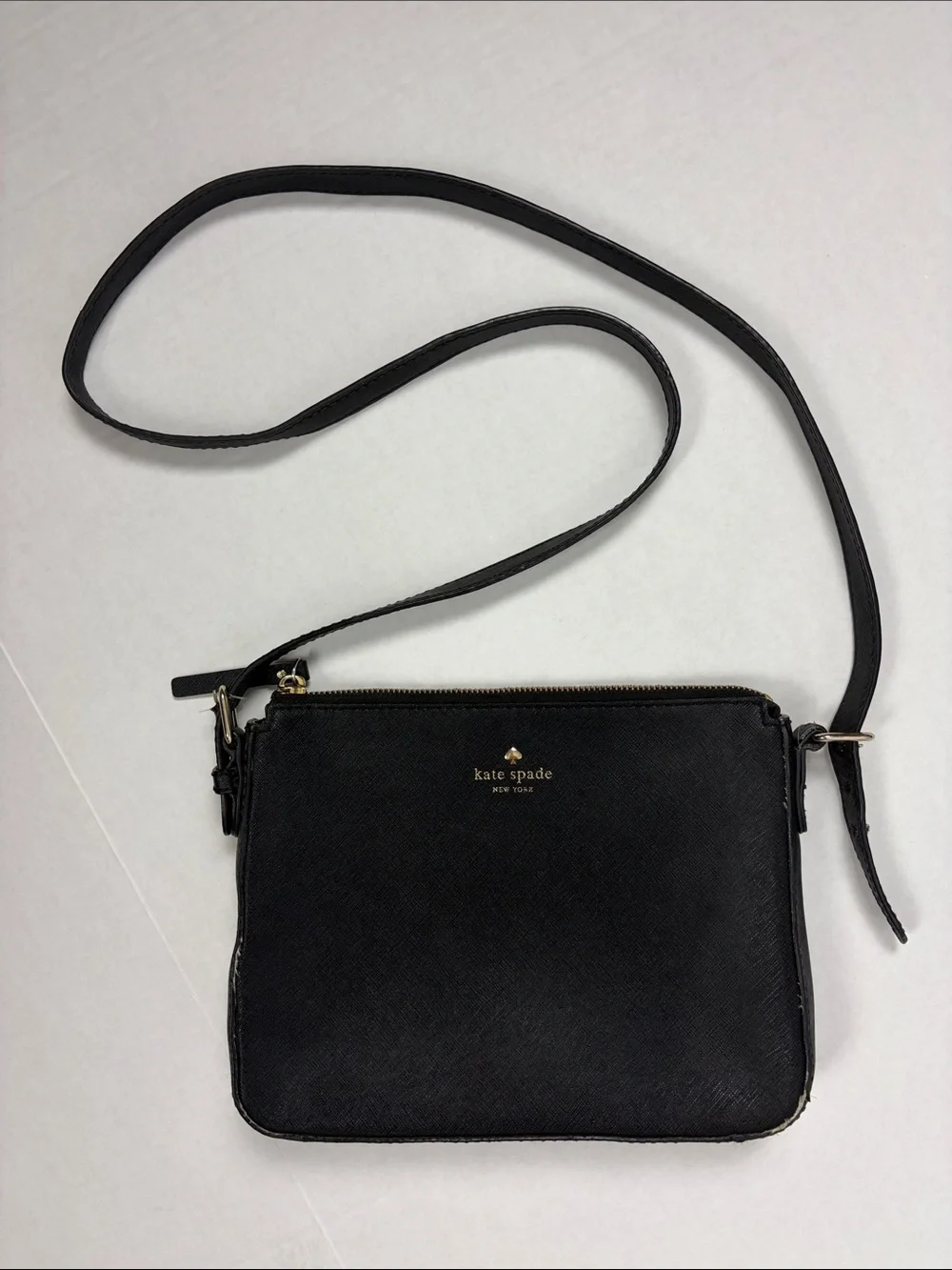 Kate Spade New York Black Saffiano Leather Crossbody Bag (Needs Repair)